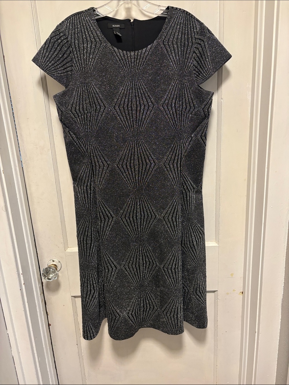 Metallic Textured Sheath Dress - Black